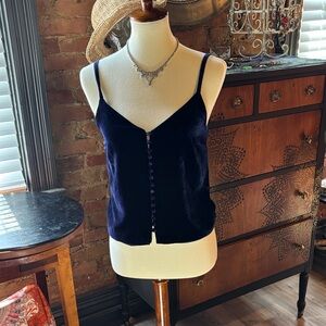 Madewell Gorgeous Navy Blue Velvet Button-down Camisole